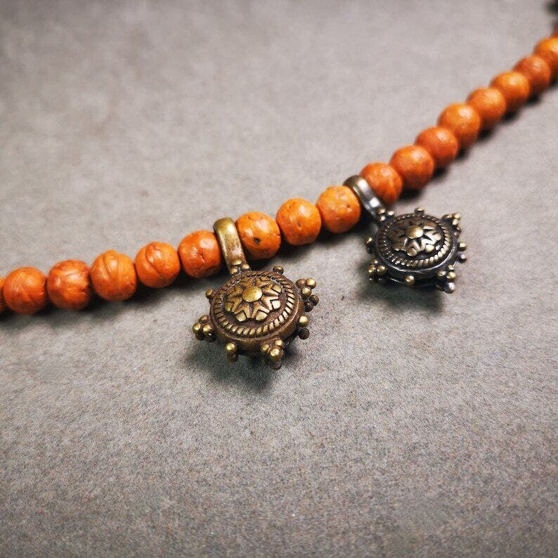 Mala Counter Clip,Bum Counter Clip 1.1" - Tibetan Buddhist mala beads, detailed view