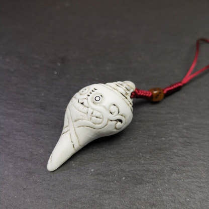 White Conch Shankha 2.28" - Tibetan Buddhist art, view 6