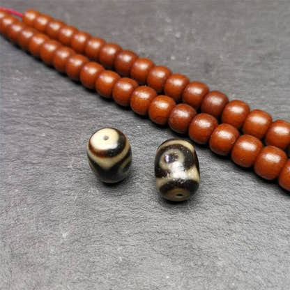 2 Eyes Dzi Spacer Marker Beads 0.47" - Tibetan dzi bead, view 6