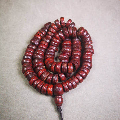 108 Bodhi Bead Mala,Old Prayer Beads Necklace - Tibetan Buddhist mala beads, view 4
