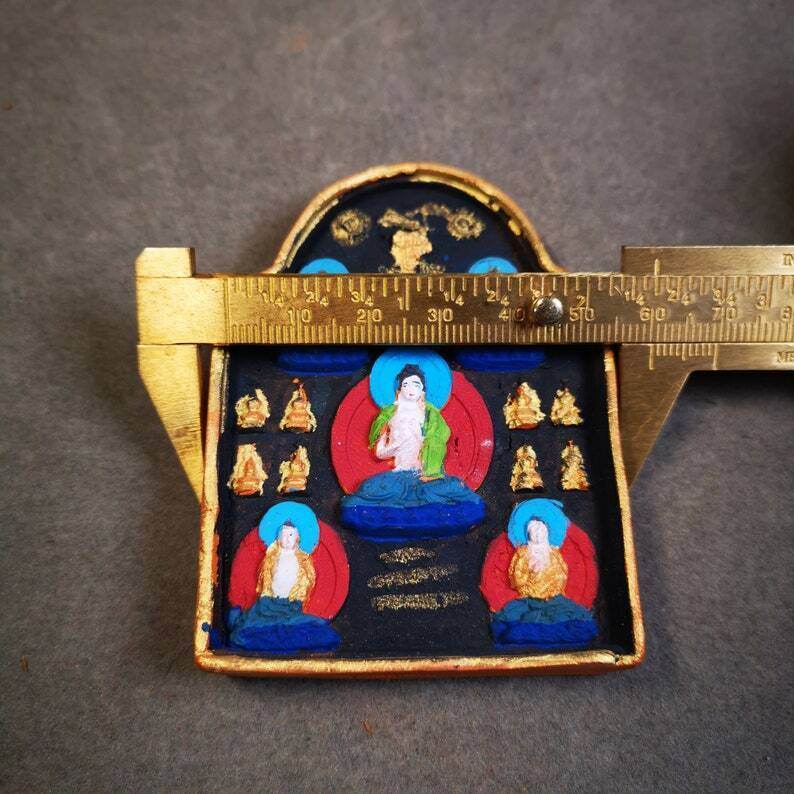 Gandhanra Painted Tibetan Tsa Tsa Mold Statue,Five Dhyani Buddhas - Tibetan Buddhist statue, view 7