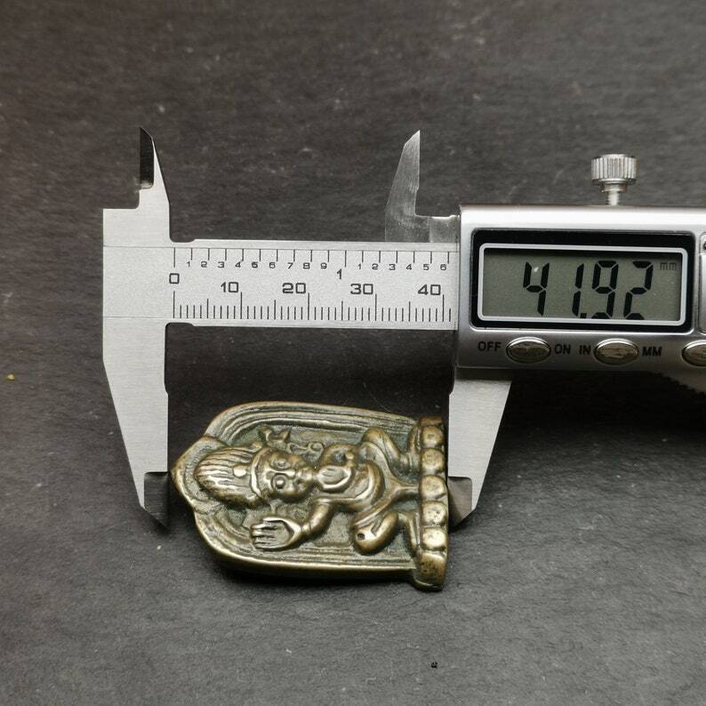 Vajrapani Amulet,Tibetan Buddhism Statue Badge,1.65" - Tibetan Buddhist amulet, size reference