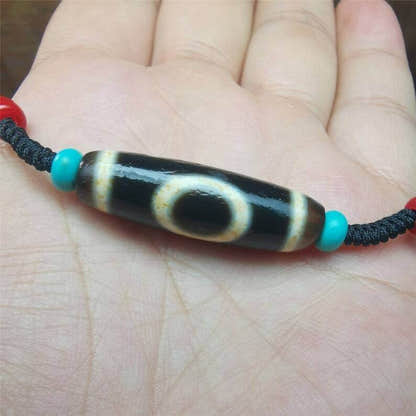 Tibetan Sky & Earth Dzi Bead Necklace,30 Years Old - Tibetan Buddhist bead necklace, view 8