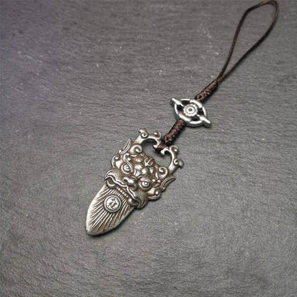 Amulet,Kirtimukha Pendant,Bhoma,Banaspati,1.97" - Tibetan Buddhist amulet, view 4