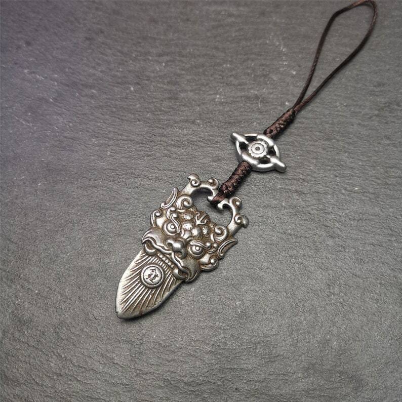 Amulet,Kirtimukha Pendant,Bhoma,Banaspati,1.97" - Tibetan Buddhist amulet, view 4