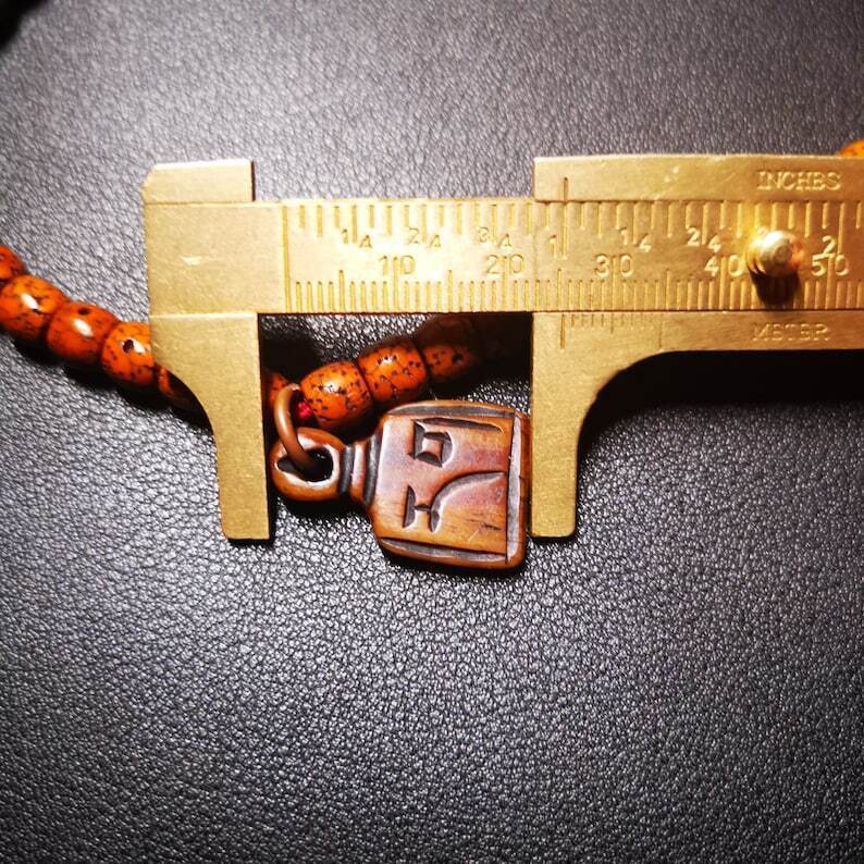 Yak Bone Carved Letter Prayer Bead Pendant - Tibetan Buddhist art, view 7
