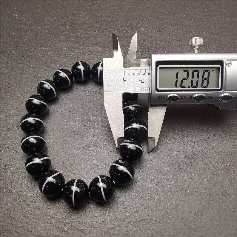 Black Agate Prayer Beads Bracelet - Tibetan Buddhist art, view 13
