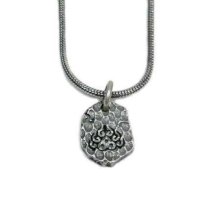 Tibetan Lucky Charm, Unique Buddhism Flame,Silver Pendant Amulet - Tibetan Buddhist amulet, front view