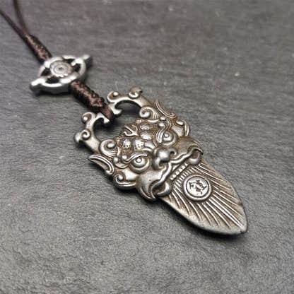Amulet,Kirtimukha Pendant,Bhoma,Banaspati,1.97" - Tibetan Buddhist amulet, front view