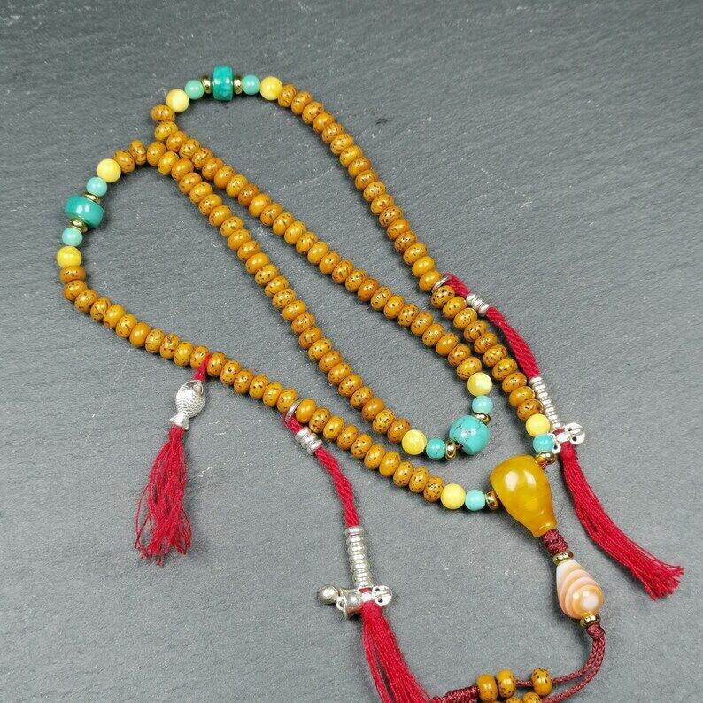 5mm Mini Size Lotus Seed Mala - Tibetan Buddhist mala beads, close-up detail