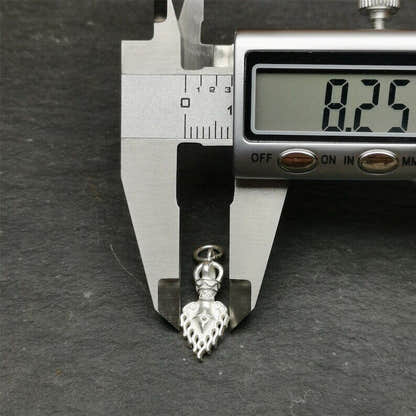Amulet,Fire Vajra Sword of Manjushri,Sterling Silver,0.8 - Tibetan Buddhist amulet, size reference