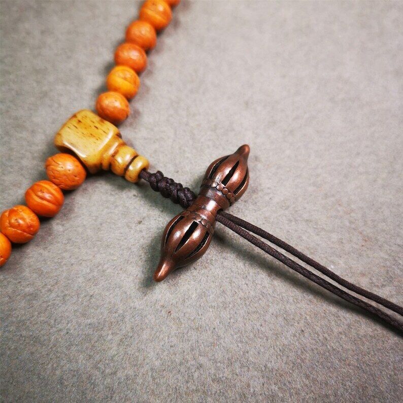 Amulet,Vajra Pendant for Mala,Bag Hanging,1.46" - Tibetan Buddhist mala beads, detailed view
