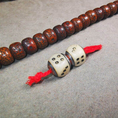 Mala Spacer Bead,Yak Bone Dice Marker Beads 0.43" - Tibetan Buddhist mala beads, view 4