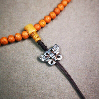Amulet,Butterfly Pendant for Mala,Bag Hanging,Prayer Bead Necklace - Tibetan Buddhist mala beads, view 4