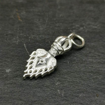 Amulet,Fire Vajra Sword of Manjushri,Sterling Silver,0.8 - Tibetan Buddhist amulet, view 5