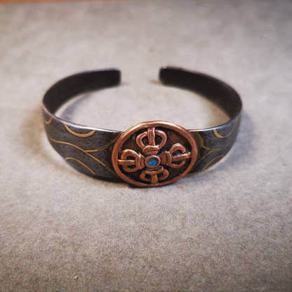 Bangle,Unique Cross Vajra Cuff Bracelet,Protection Jewelry - Tibetan Buddhist vajra, size reference
