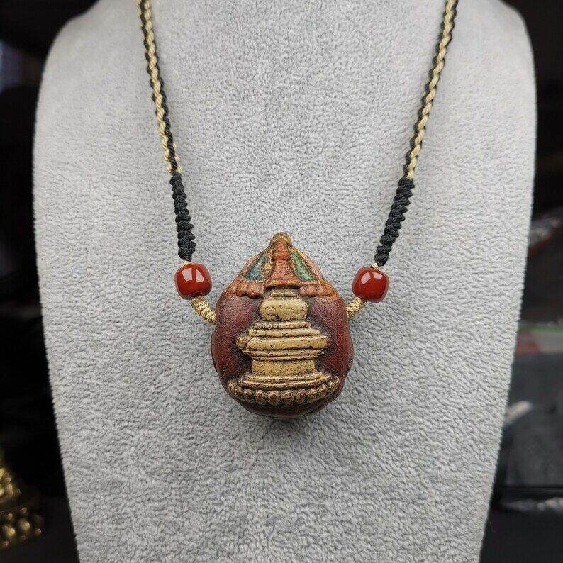 Stupa Tsa Tsa Amulet, Scorpion Guru of Padmasambhava, Scorpion Terma Pendant - Tibetan Buddhist amulet, view 8