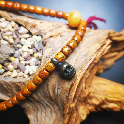 Mala Pendant,Skull Shape Bum Counter Clip for Prayer Beads - Tibetan Buddhist mala beads, front view