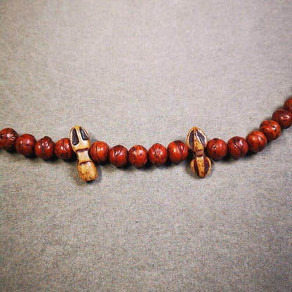 Yak Bone Carved Amulet Vajra and Kila Dorje Phurba Pendant - Tibetan Buddhist amulet, front view