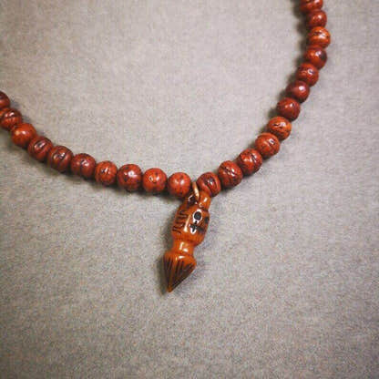 Yak Bone Carved Skull Phurba Amulet, Ritual Implement Pendant - Tibetan Buddhist amulet, view 5