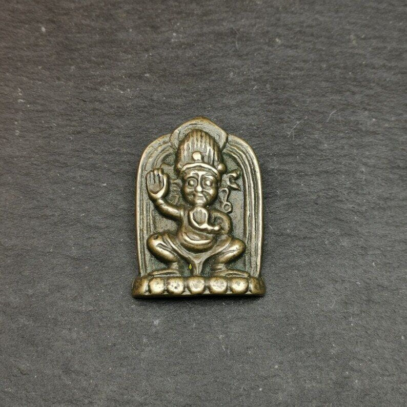 Vajrapani Amulet,Tibetan Buddhism Statue Badge,1.65" - Tibetan Buddhist amulet, front view