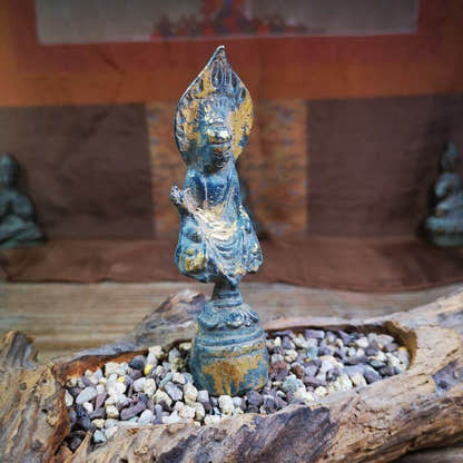 Tibetan Statue,Gilt Avalokitesvara,Padmapani - Tibetan Buddhist statue, front view
