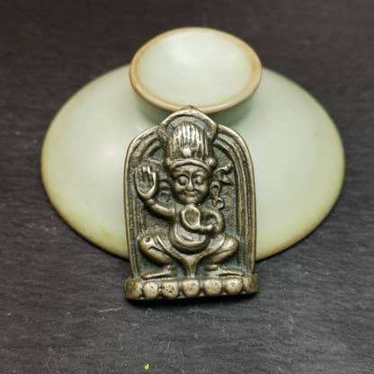 Vajrapani Amulet,Tibetan Buddhism Statue Badge,1.65" - Tibetan Buddhist amulet, close-up detail