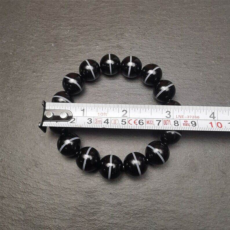 Black Agate Prayer Beads Bracelet - Tibetan Buddhist art, view 10
