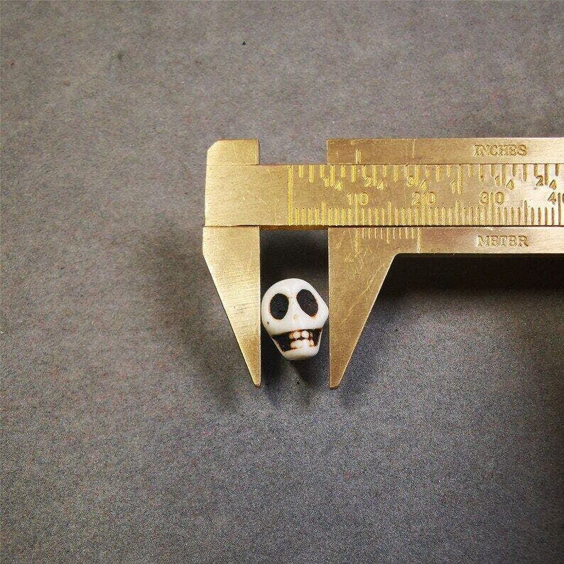 Citipati Skull Marker Beads 0.4" - Tibetan Buddhist art, view 9