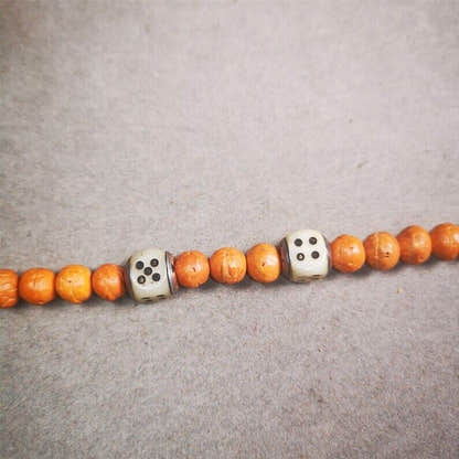 Mala Spacer Bead,Yak Bone Dice Marker Beads 0.43" - Tibetan Buddhist mala beads, view 5