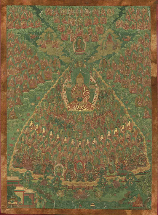 Tsongkhapa's Refuge Tree - 18th Century - Tibetan thangka painting, front view