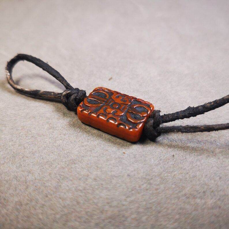 Buddhism Vajra Pendant,Hand Carved Yak Bone Dorje Amulet - Tibetan Buddhist amulet, view 9