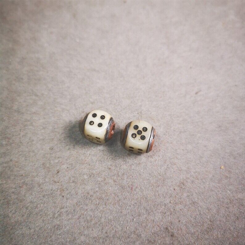 Mala Spacer Bead,Yak Bone Dice Marker Beads 0.43" - Tibetan Buddhist mala beads, view 7