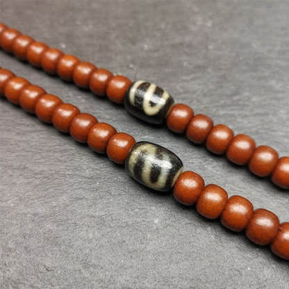 Pair of Dzi Bead 0.47" - Tibetan dzi bead, front view