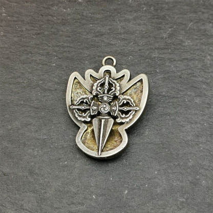 Garuda Pendant,Inlaid Copper Vajra Shell,1.57" - Tibetan Buddhist vajra, view 6