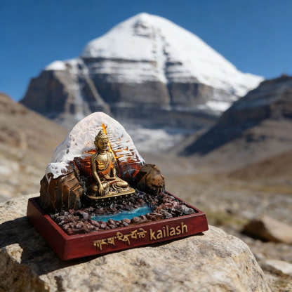 Mount Kailash Miniature Tibetan Home Decor & Spiritual Souvenir - Tibetan Buddhist art, front view