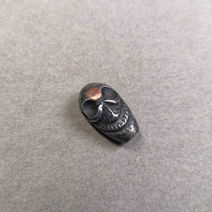 Mala Guru Bead, Skull Shape T-drilled 3-Hole Bead - Tibetan Buddhist mala beads, view 6