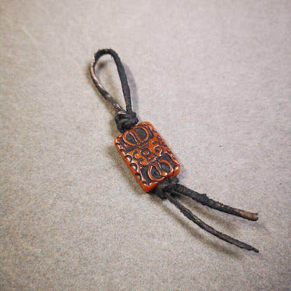 Buddhism Vajra Pendant,Hand Carved Yak Bone Dorje Amulet - Tibetan Buddhist amulet, size reference