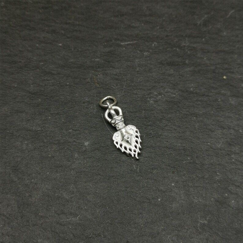Amulet,Fire Vajra Sword of Manjushri,Sterling Silver,0.8 - Tibetan Buddhist amulet, view 8