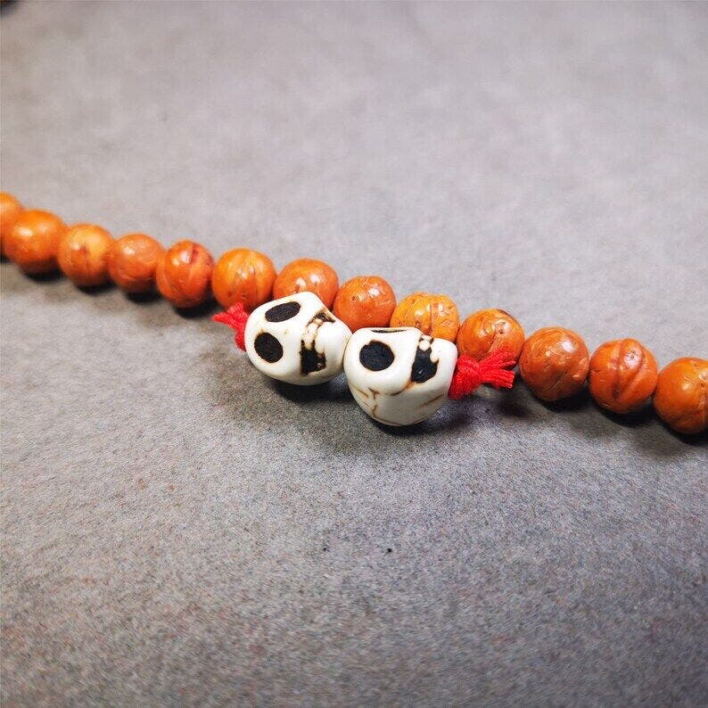 Citipati Skull Marker Beads 0.4" - Tibetan Buddhist art, view 4