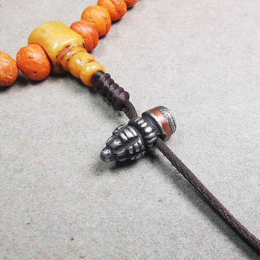 Amulet,Stupa Bead Pendant for Mala,Bag Hanging,Prayer Bead,0.6" - Tibetan Buddhist mala beads, front view