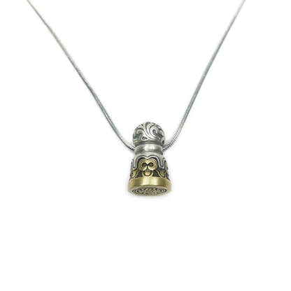 Tibetan Lucky Charm, Unique Mandala Conch Pattern,Silver Seal Pendant - Tibetan Buddhist art, view 6