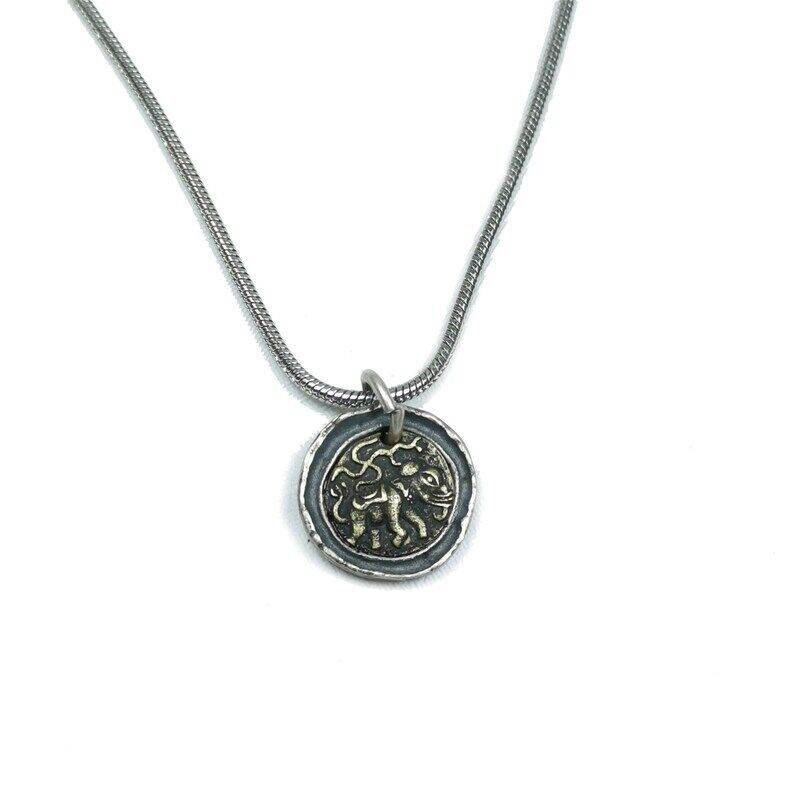 Tibetan Buddhism Lucky Charm, Silver Amulet of Mahakala,Ganesha Elephant,Stupa - Tibetan Buddhist amulet, view 9