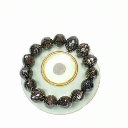 Tibetan Wrist Mala,Lucky Rat Beads,Plam Seed Bead Bracelet Prayer Bead,9" Length - Tibetan Buddhist mala beads, view 5