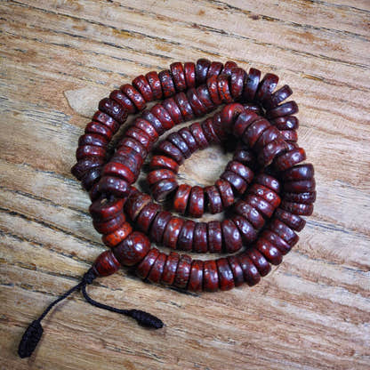 108 Bodhi Bead Mala,Old Prayer Beads Necklace - Tibetan Buddhist mala beads, view 9