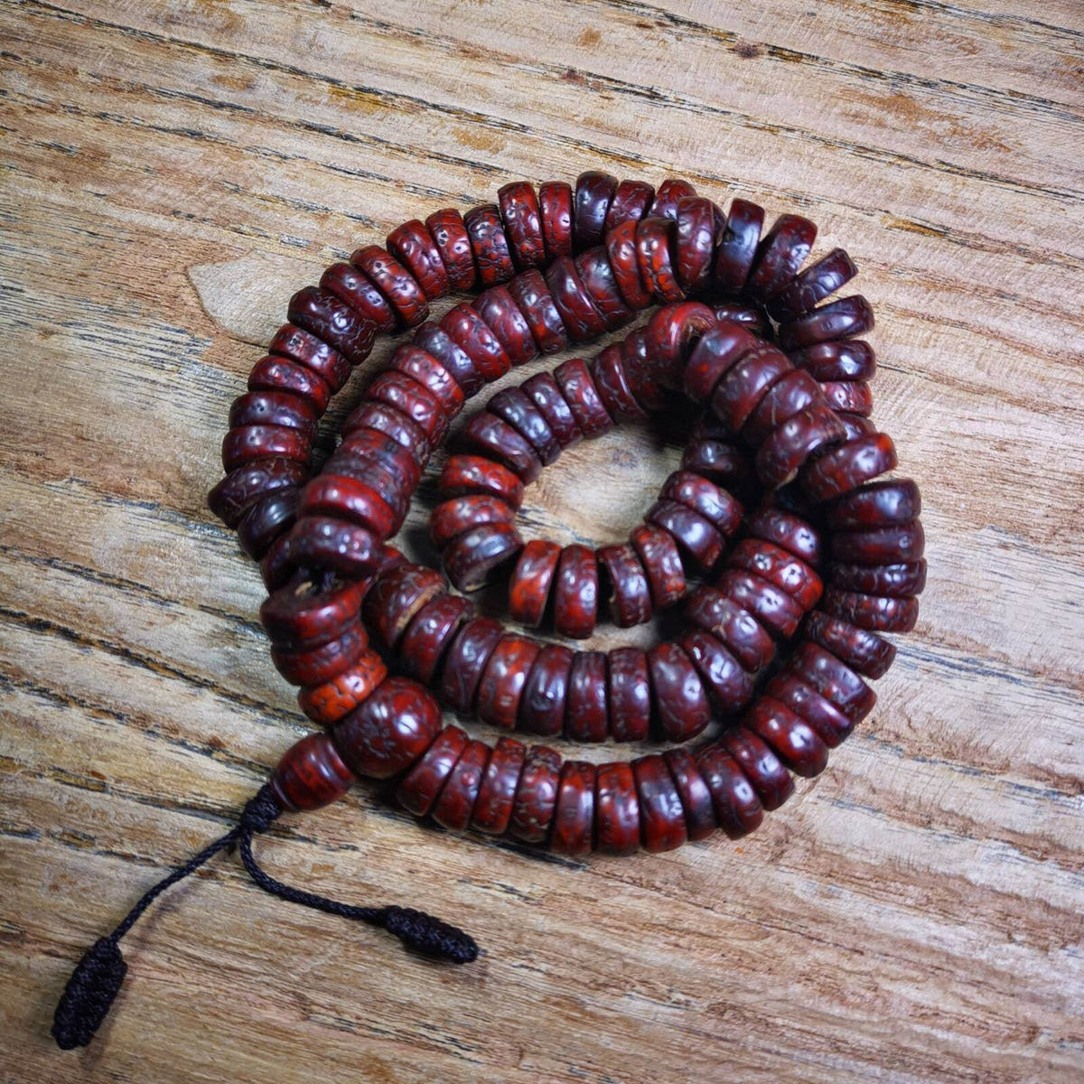 108 Bodhi Bead Mala,Old Prayer Beads Necklace - Tibetan Buddhist mala beads, view 9