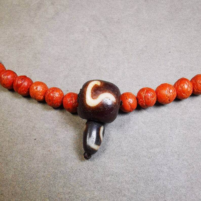 T-drilled 3-Hole Mala Bead - Tibetan Buddhist mala beads, close-up detail