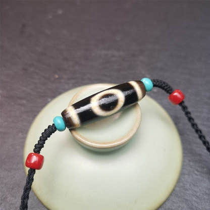 Tibetan Sky & Earth Dzi Bead Necklace,30 Years Old - Tibetan Buddhist bead necklace, view 5