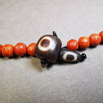 Sky Earth Dzi Guru Bead,T-drilled 3-Hole Mala Bead - Tibetan Buddhist mala beads, view 5