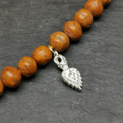 Amulet,Fire Vajra Sword of Manjushri,Sterling Silver,0.8 - Tibetan Buddhist amulet, front view